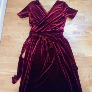 Desir Couture Plush Red Velvet Holiday Dress